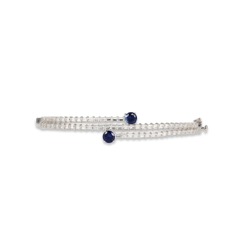 Blue & White Lab-Created Sapphire Bangle Bracelet Sterling Silver