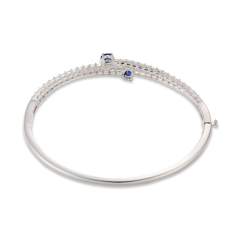 Blue & White Lab-Created Sapphire Bangle Bracelet Sterling Silver