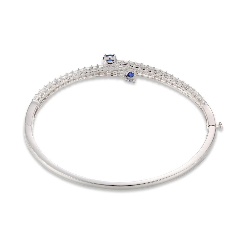 Main Image 2 of Blue & White Lab-Created Sapphire Bangle Bracelet Sterling Silver