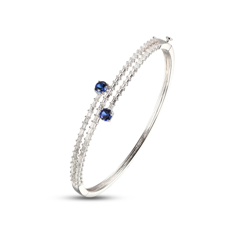Main Image 3 of Blue & White Lab-Created Sapphire Bangle Bracelet Sterling Silver