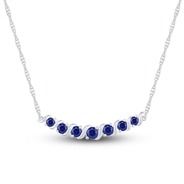 Blue Lab-Created Sapphire Necklace Sterling Silver 18"