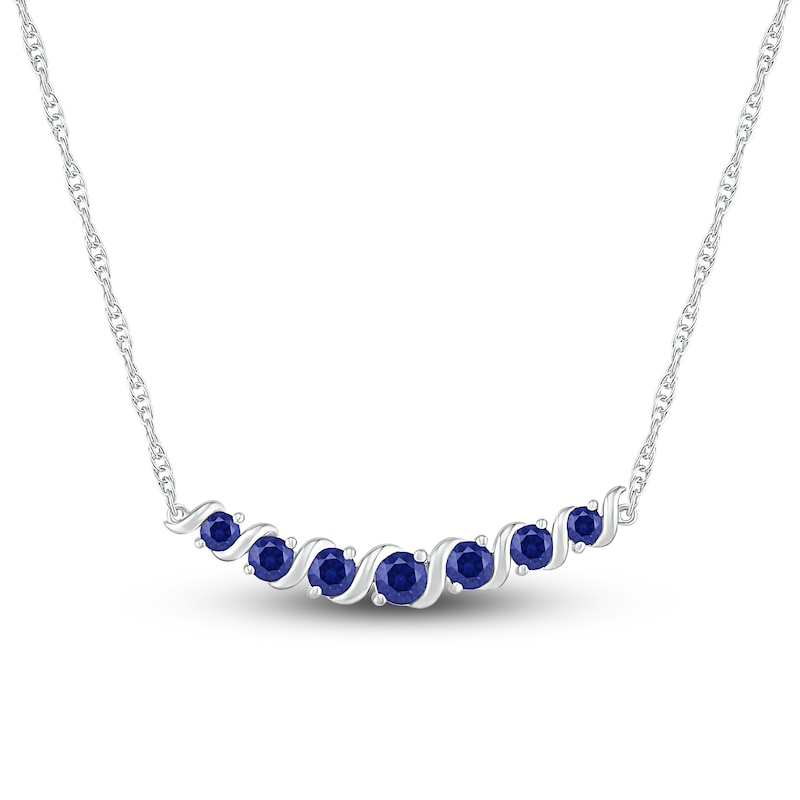 Main Image 1 of Blue Lab-Created Sapphire Necklace Sterling Silver 18&quot;