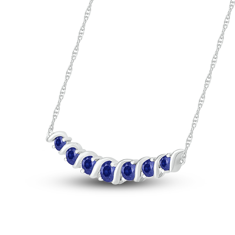 Main Image 2 of Blue Lab-Created Sapphire Necklace Sterling Silver 18&quot;