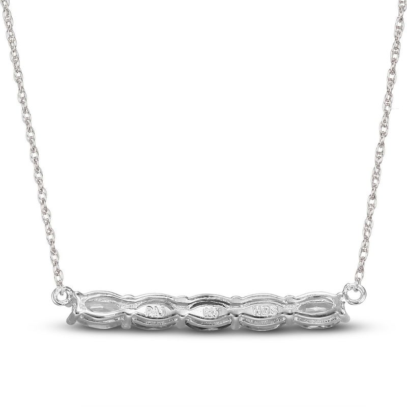 Main Image 2 of White Lab-Created Sapphire Bar Necklace Sterling Silver 18&quot;