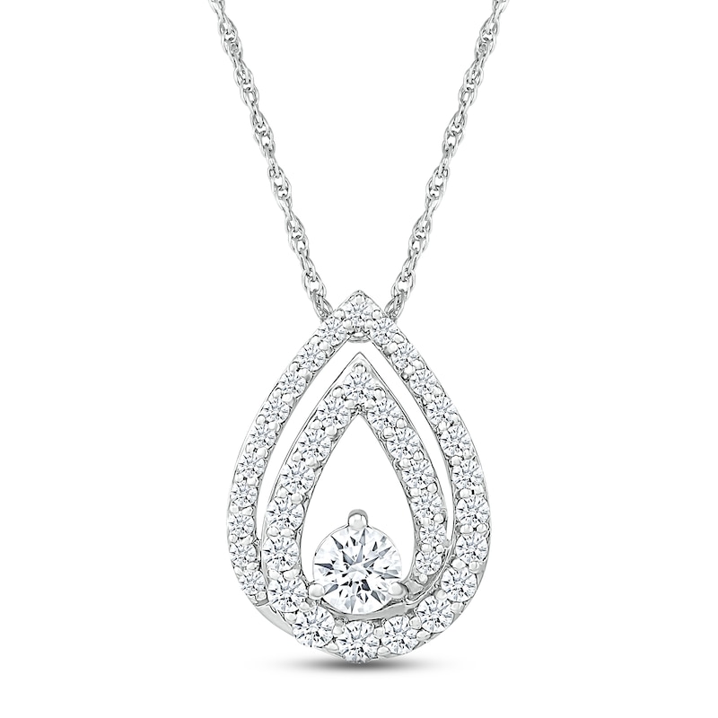 Main Image 1 of White Lab-Created Sapphire Necklace Sterling Silver 18&quot;