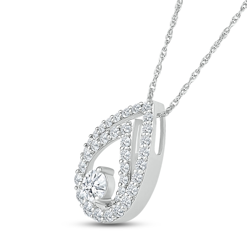 Main Image 2 of White Lab-Created Sapphire Necklace Sterling Silver 18&quot;