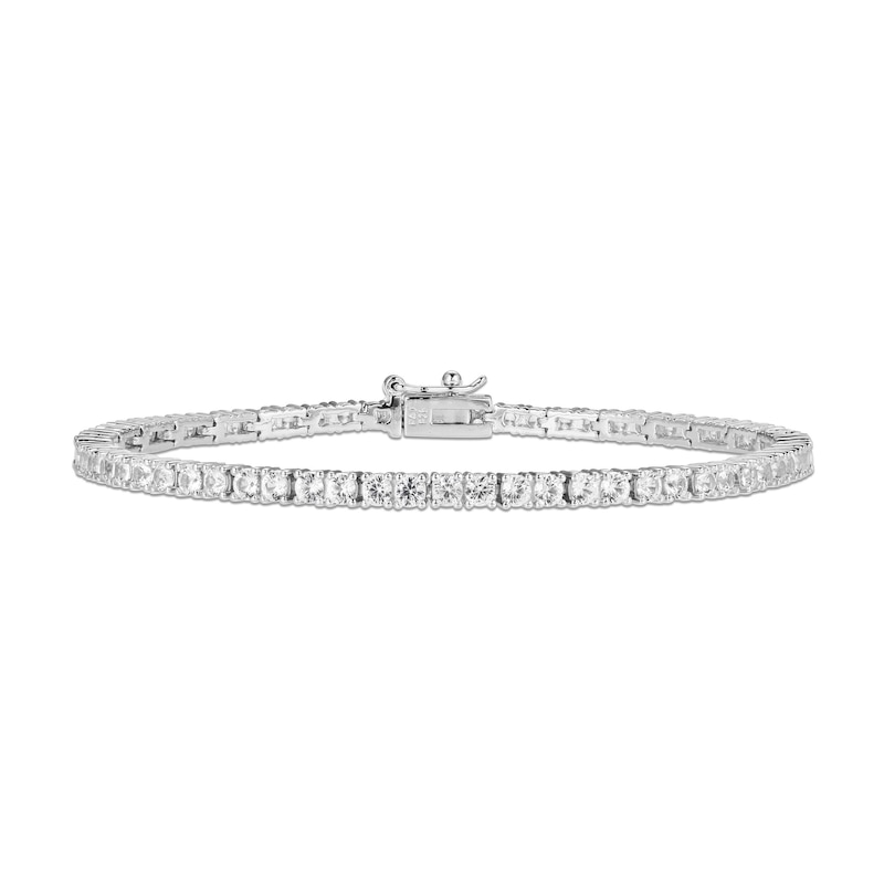 Main Image 1 of White Lab-Created Sapphire Line Bracelet Sterling Silver 7.25&quot;