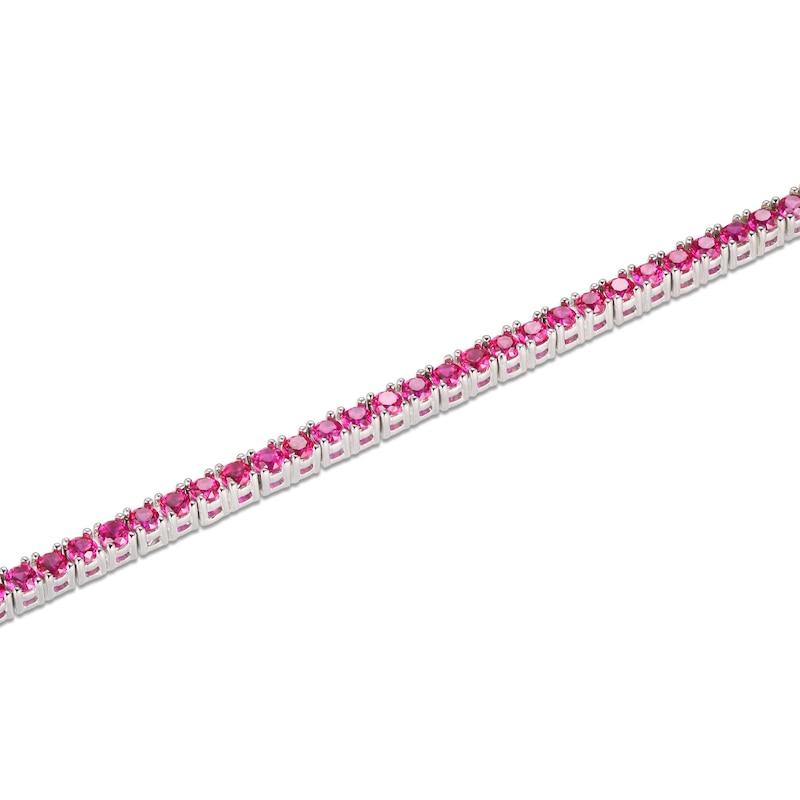 Main Image 2 of Lab-Created Ruby Line Bracelet Sterling Silver 7.25&quot;