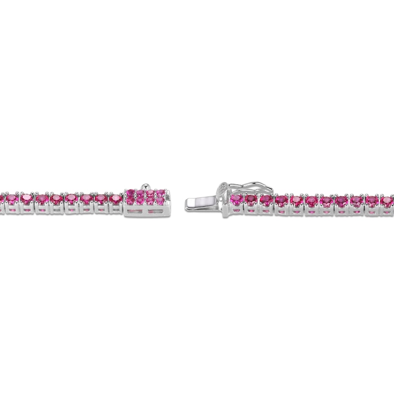 Main Image 3 of Lab-Created Ruby Line Bracelet Sterling Silver 7.25&quot;