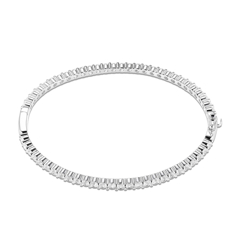 Main Image 1 of White Lab-Created Sapphire Bangle Bracelet Sterling Silver 7.25&quot;