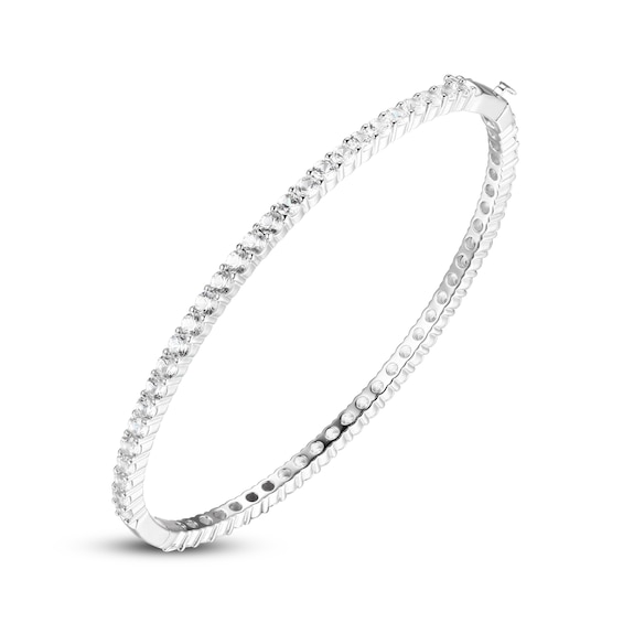 Thumbnail Image 2 of White Lab-Created Sapphire Bangle Bracelet Sterling Silver 7.25"