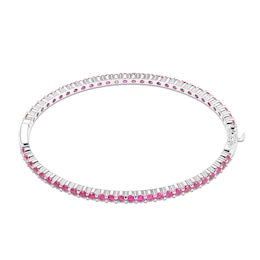 Lab-Created Ruby Bangle Bracelet Sterling Silver 7.25"