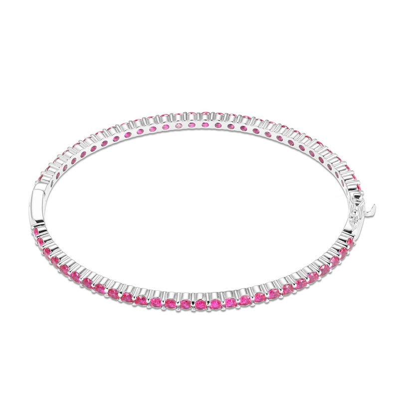Main Image 1 of Lab-Created Ruby Bangle Bracelet Sterling Silver 7.25&quot;