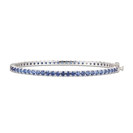 Blue Lab-Created Sapphire Bangle Bracelet Sterling Silver 7.25"