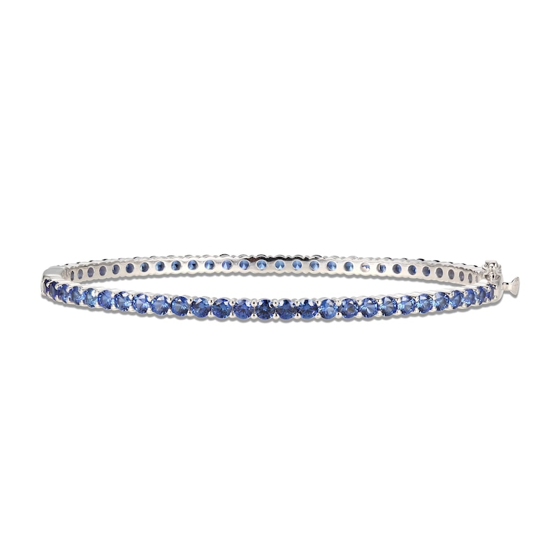 Main Image 1 of Blue Lab-Created Sapphire Bangle Bracelet Sterling Silver 7.25&quot;