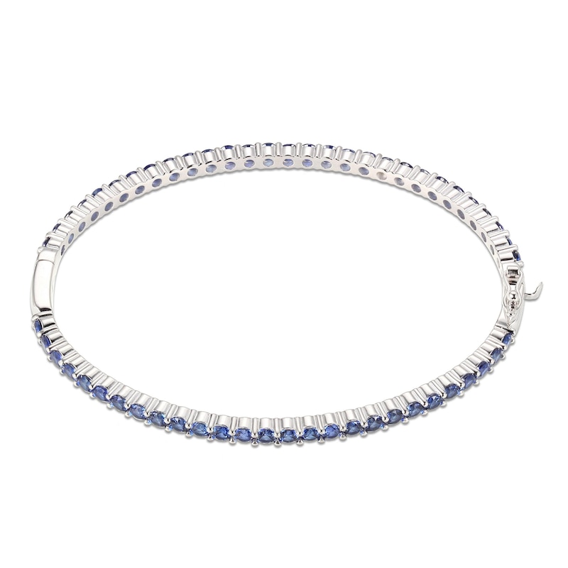 Main Image 3 of Blue Lab-Created Sapphire Bangle Bracelet Sterling Silver 7.25&quot;