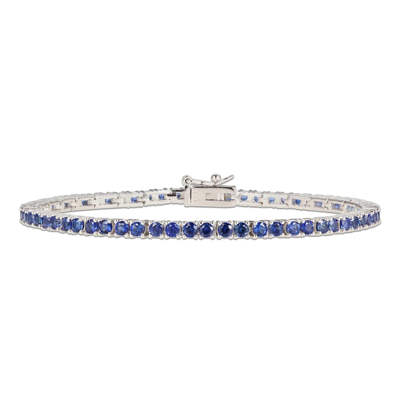 Main Image 1 of Blue Lab-Created Sapphire Line Bracelet Sterling Silver 7.25&quot;