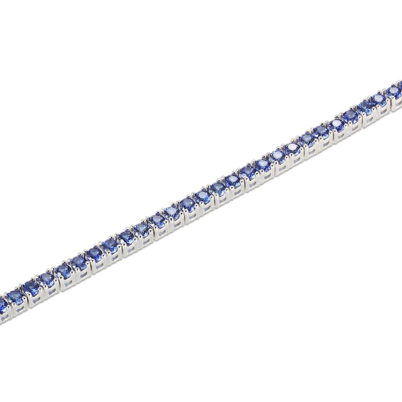 Blue Lab-Created Sapphire Line Bracelet Sterling Silver 7.25"