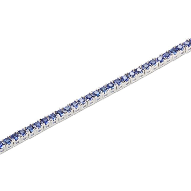 Main Image 2 of Blue Lab-Created Sapphire Line Bracelet Sterling Silver 7.25&quot;