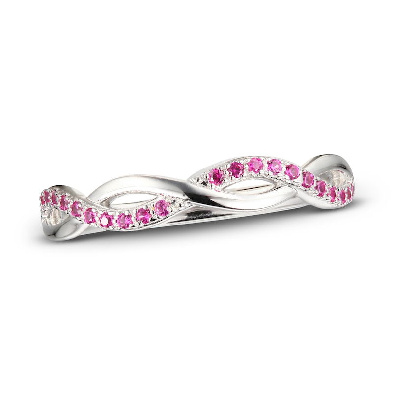 Main Image 1 of Lab-Created Ruby Crisscross Ring Sterling Silver