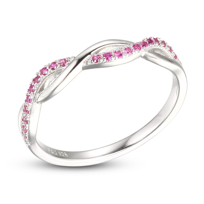 Main Image 2 of Lab-Created Ruby Crisscross Ring Sterling Silver