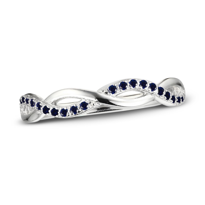 Main Image 1 of Blue Lab-Created Sapphire Criss Cross Ring Sterling Silver
