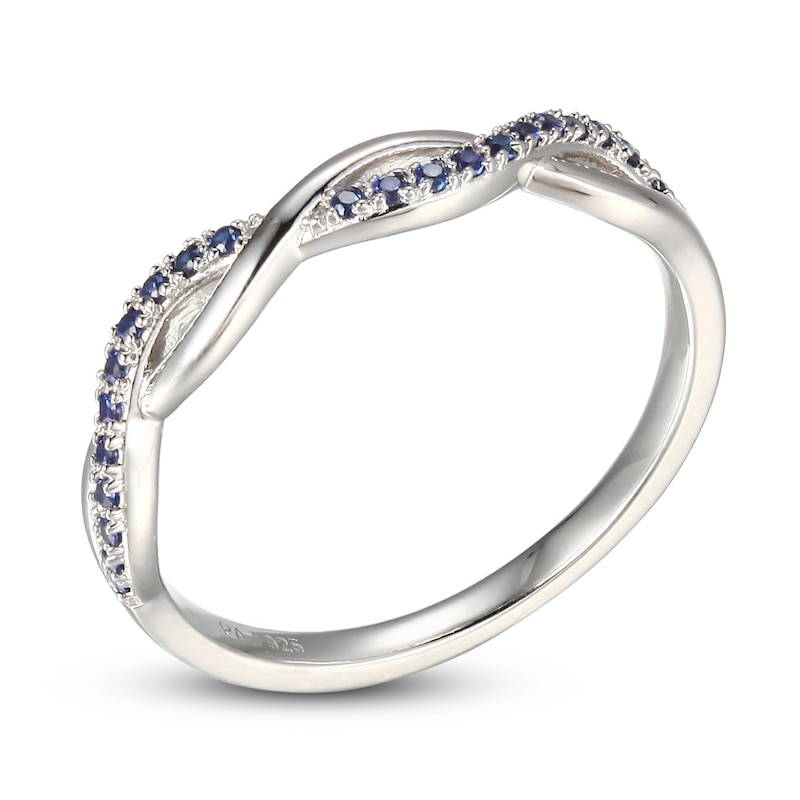 Main Image 2 of Blue Lab-Created Sapphire Criss Cross Ring Sterling Silver