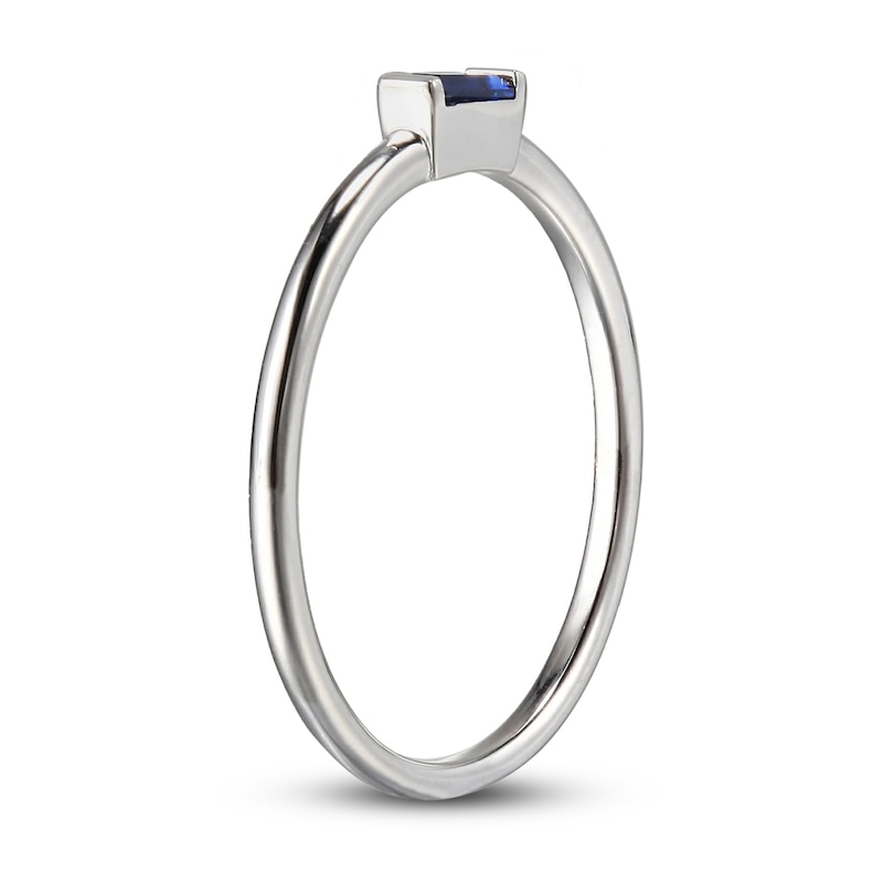 Main Image 3 of Blue Lab-Created Sapphire Baguette Ring Sterling Silver