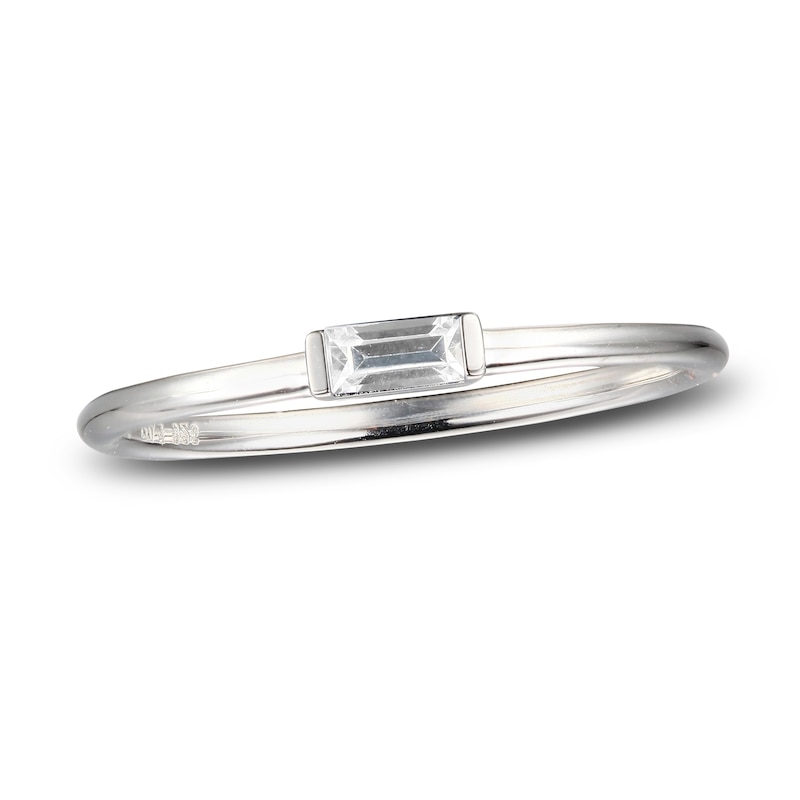 Main Image 1 of White Lab-Created Sapphire Baguette Ring Sterling Silver