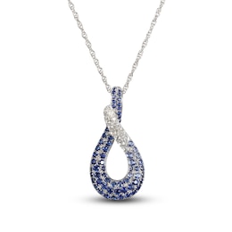 Blue & White Lab-Created Sapphire Snake Hoop Necklace Sterling Silver 18"