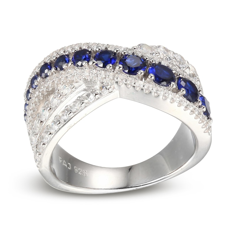 Main Image 2 of White & Blue Lab-Created Sapphire Ring Sterling Silver