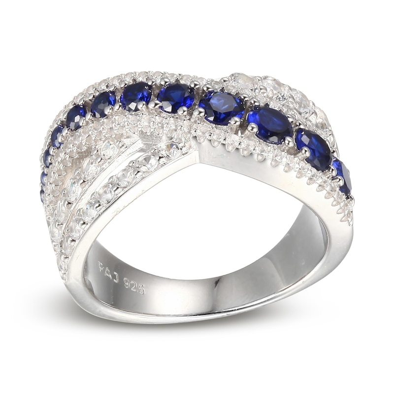 White & Blue Lab-Created Sapphire Ring Sterling Silver