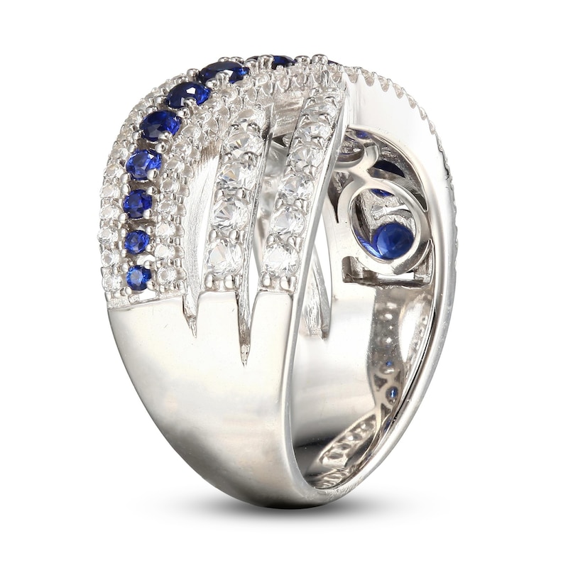 Main Image 3 of White & Blue Lab-Created Sapphire Ring Sterling Silver