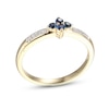 Thumbnail Image 1 of Blue Sapphire & Diamond Dainty Flower Ring Round-cut 10K Yellow Gold