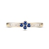 Thumbnail Image 2 of Blue Sapphire & Diamond Dainty Flower Ring Round-cut 10K Yellow Gold