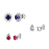 Thumbnail Image 1 of Blue & White Lab-Created Sapphire & Lab-Created Ruby Earrings Set Sterling Silver