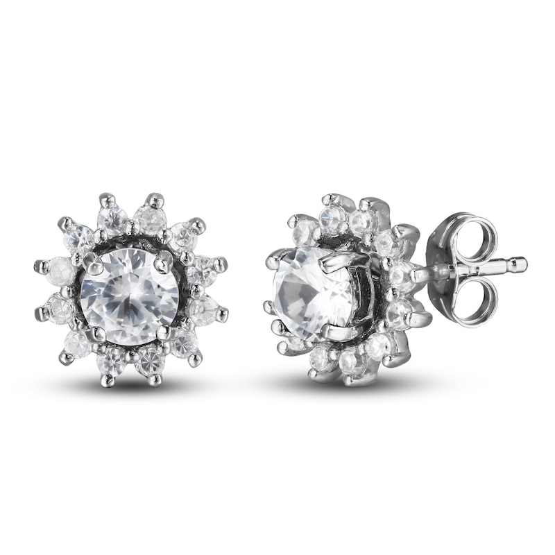 Main Image 3 of Blue & White Lab-Created Sapphire & Lab-Created Ruby Earrings Set Sterling Silver