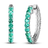 Thumbnail Image 0 of Lab-Created Emerald & White Lab-Created Sapphire Reversible Hoop Earrings Sterling Silver