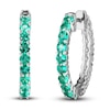Thumbnail Image 1 of Lab-Created Emerald & White Lab-Created Sapphire Reversible Hoop Earrings Sterling Silver