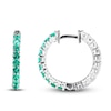 Thumbnail Image 2 of Lab-Created Emerald & White Lab-Created Sapphire Reversible Hoop Earrings Sterling Silver
