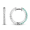 Thumbnail Image 3 of Lab-Created Emerald & White Lab-Created Sapphire Reversible Hoop Earrings Sterling Silver