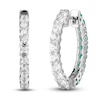 Thumbnail Image 4 of Lab-Created Emerald & White Lab-Created Sapphire Reversible Hoop Earrings Sterling Silver