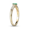 Thumbnail Image 2 of Emerald & Diamond Dainty Flower Ring Round-cut 10K Yellow Gold