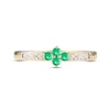 Emerald & Diamond Dainty Flower Ring Round-cut 10K Yellow Gold