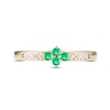 Thumbnail Image 3 of Emerald & Diamond Dainty Flower Ring Round-cut 10K Yellow Gold