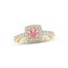Thumbnail Image 1 of Peach & White Lab-Created Sapphire Ring 10K Yellow Gold