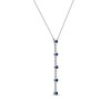 Thumbnail Image 1 of Blue Sapphire & Diamond Drop Necklace 1/20 ct tw Round-cut 10K White Gold 18"