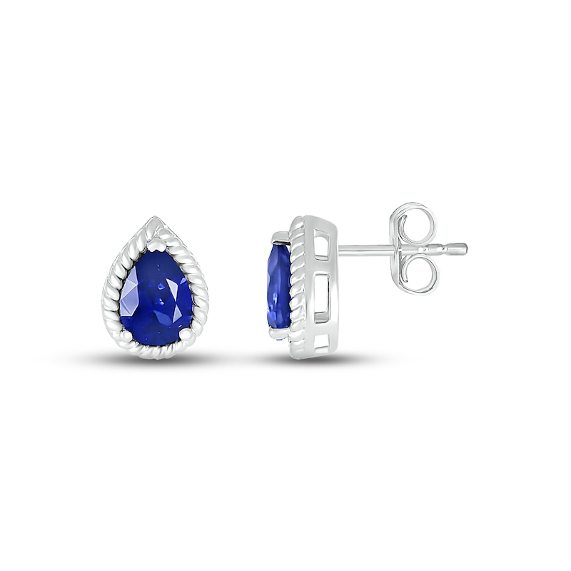 Blue Lab-Created Sapphire Rope Earrings Sterling Silver