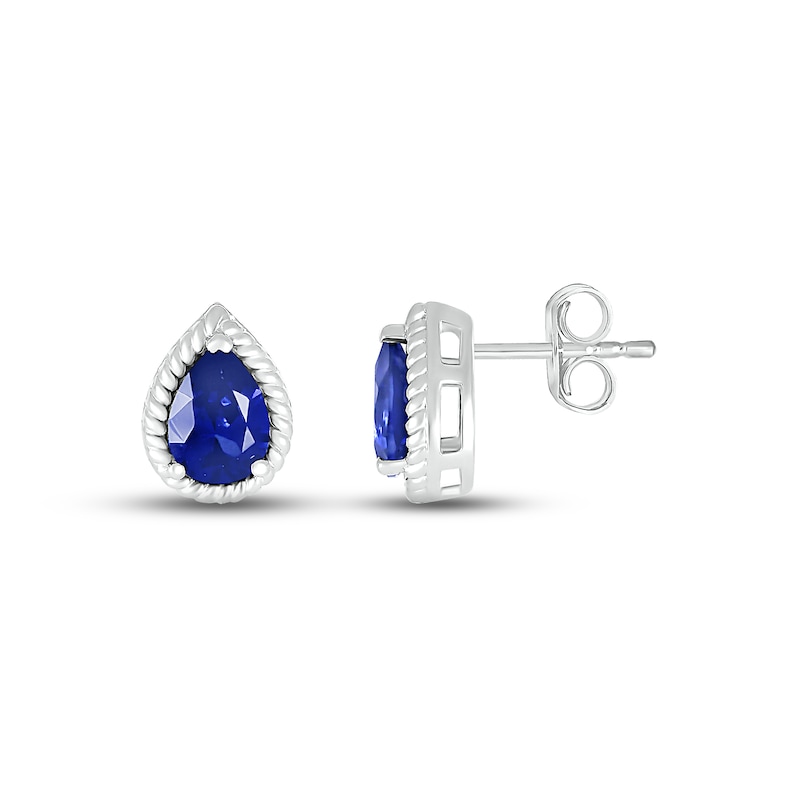 Main Image 2 of Blue Lab-Created Sapphire Rope Earrings Sterling Silver