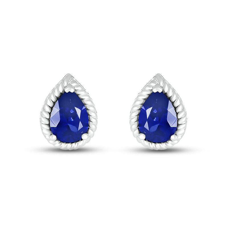 Main Image 3 of Blue Lab-Created Sapphire Rope Earrings Sterling Silver